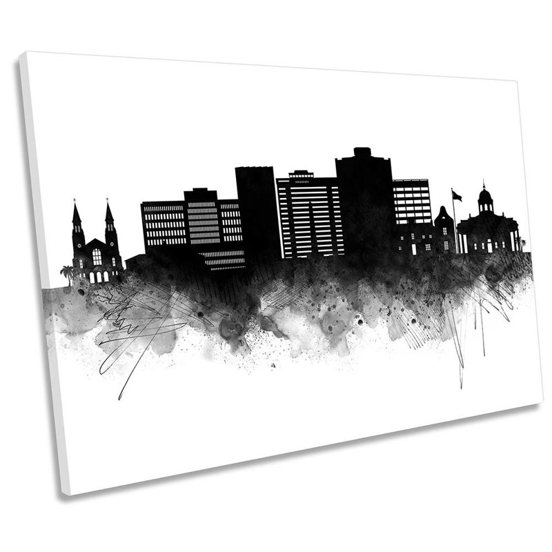 Bloemfontein Abstract City Skyline - Wrapped Canvas Print, 30.5cm H x 45.7cm W x 2cm D