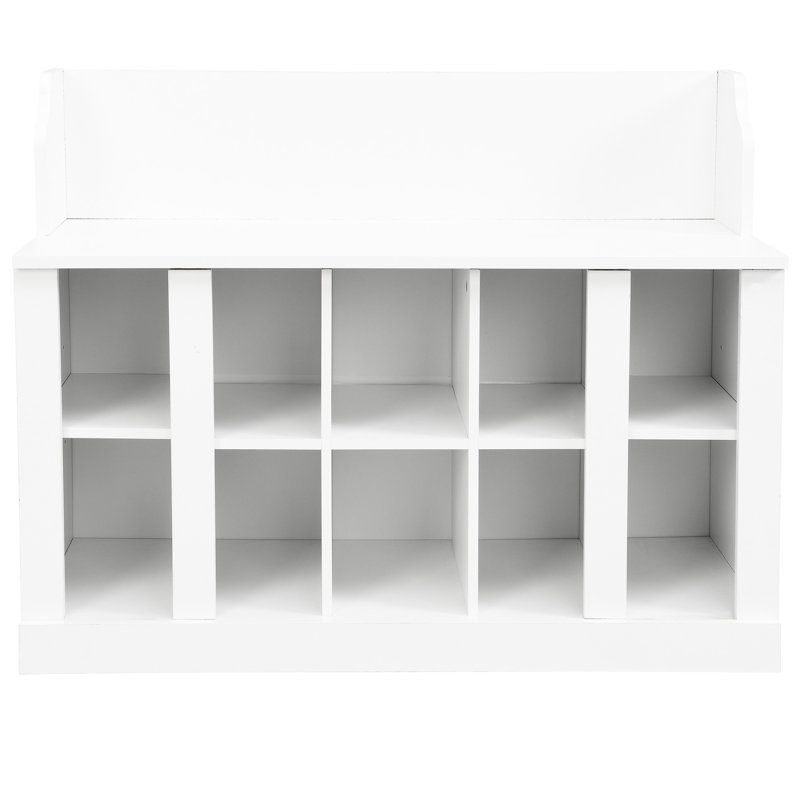 Entryway Coat Rack And Shoe Bench , 4 Hooks, Wall Mounted, White For Hallway, Foyer With Storage Mounted, White