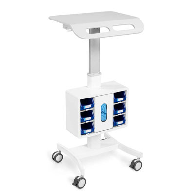 Vitalize Adjustable Height Rolling Medical Laptop Cart with Storage