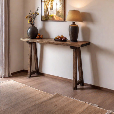 Console simple et rustique en bois massif