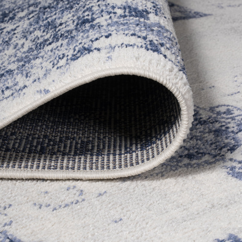 Tapis bleu clair / ivoire Alhambra, Tapis de couloir 2 pi 2 po x 8 pi