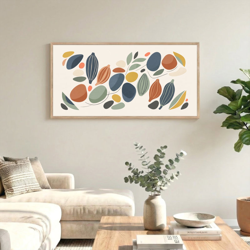 Abstrait art botanique sur toile, ensemble de 1, Naturel, 48“W x 24”H