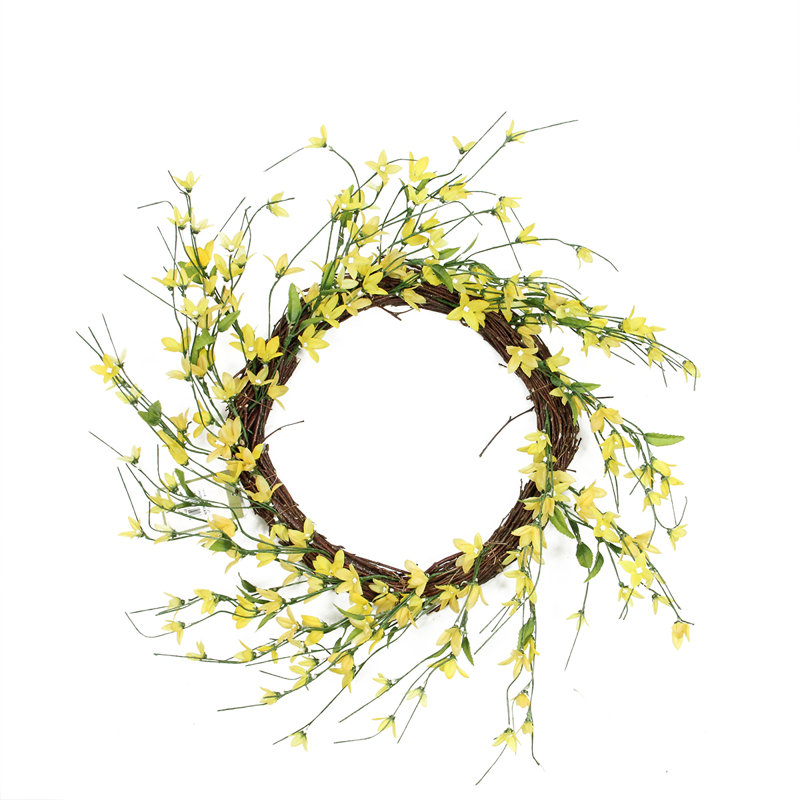 Couronne de fleurs artificielle Forsythia Twig - jaune 12 po