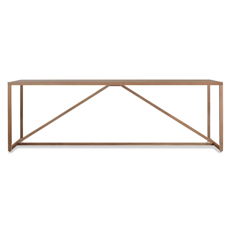 Strut Walnut Wood Dining Table, 35" W x 90" L, Walnut, Standard (29" Height)