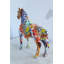 Statue de cheval en résine Nifao - Figurine abstraite de style graffiti peinte à la main avec selle intégrée, décoration de maison et de bureau moderne et colorée, sculpture en résine durable 14 po x 5 po x H 15 po