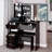 37" Middle Size Left Drawer Desktop Vanity Table + Cushioned Stool, Extra Large Right Sliding Mirror, Multi Layer High Capacity Storage, Practical Fashionable Dresser, Suitable For Large Space-1740096242