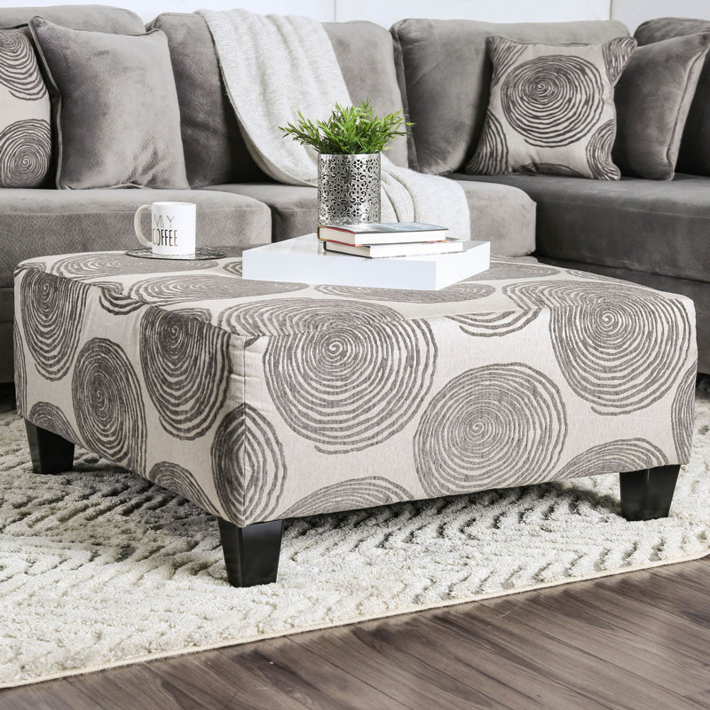 40.6" W Transitional Ottoman, Gray, Gray