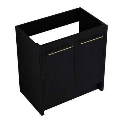 Meuble-lavabo autoportant de 30 pouces - châtaignier noir, esprit moderne, porte à fermeture en douceur, modèle de rangement captivant, modèle captivant