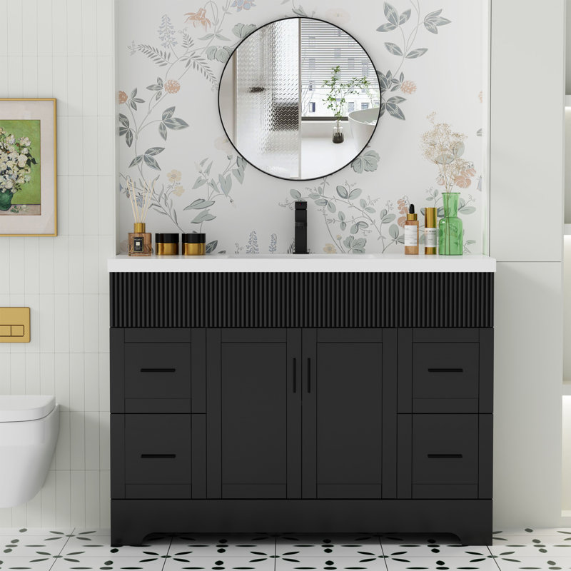 Breonica Wood 48" W Single Vanity Set, Black