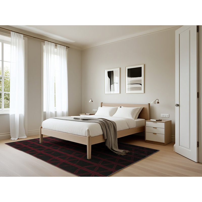 Tapis gris en treillis lavable à la machine, Rectangle 5 pi x 7 pi