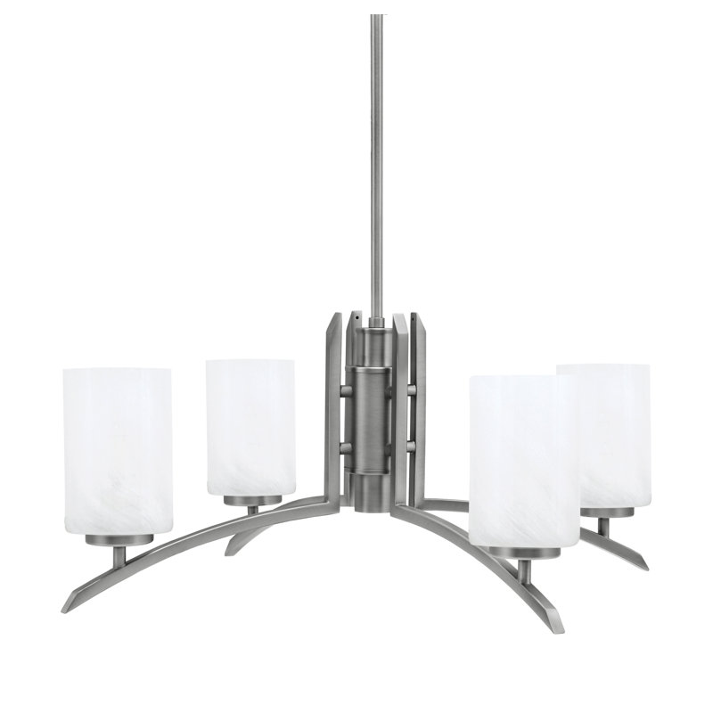 Lustre lumineux en verre marbré blanc 4 po, H 58,25 po x l 26 po x P 26 po, Graphite, 4