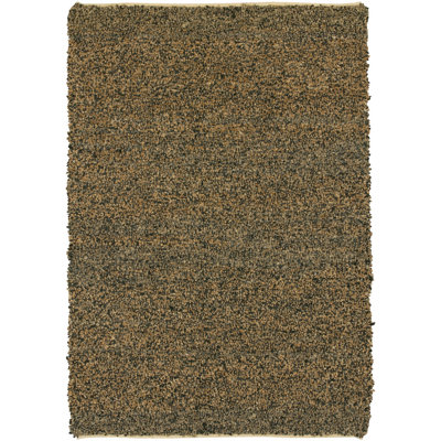 Fayean Authentic Handmade Hand-Woven Brown, Black, Yellow & Green Indoor Leather Shag & Jute Area Rug