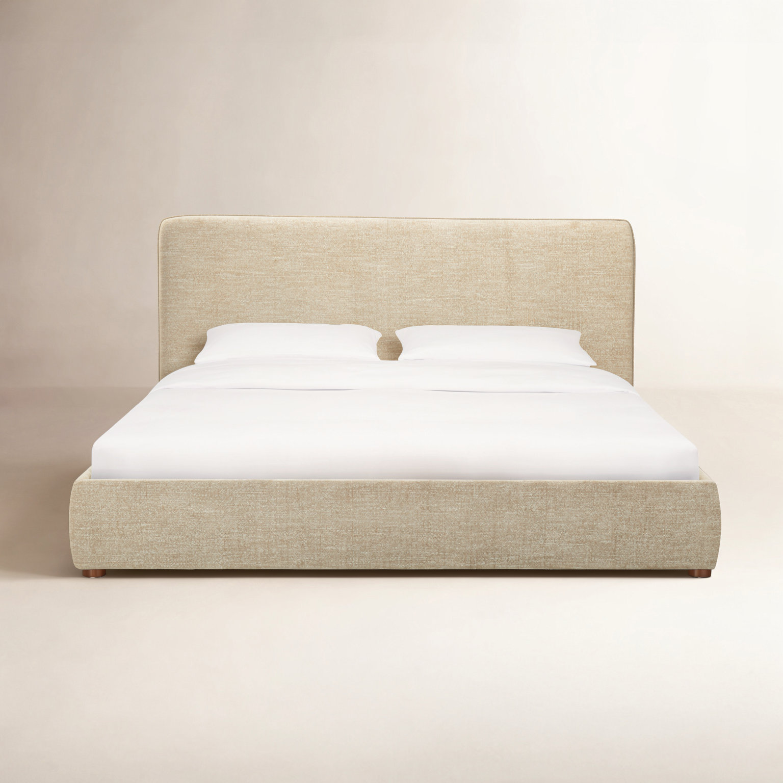 Callahan Linen Upholstered Bed, King, Light Brown Chenille