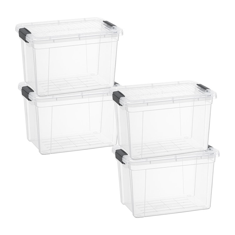 Petite boîte de rangement transparente Superio avec couvercle, bacs en plastique de 4,75 pintes pour l'organisation, caisses empilables, sans BPA, non toxiques, sans odeur, organisateurs pour la maison, le bureau, l'école et le dortoir, paquet de 4