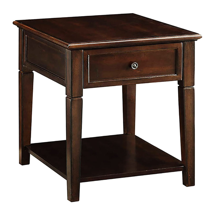 Table de bout rectangulaire en noyer avec combinaisons pour le rangement - Tiroir et tablette inférieure Espace supplémentaire pour une utilisation quotidienne
