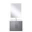 24 po L x P 22 po. Meuble-lavabo gris foncé, comptoir en quartz blanc, robinet inclus et miroir de 18 po