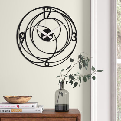 Stylish Decorative Metal Wall Clock, Black, 18.9 x 18.9 inches | 100% Metal Construction, Thickness: 0.05 inches | Requires 1 AA Battery (Not Included) | Perfect for Modern Home Decor & Living Spaces
