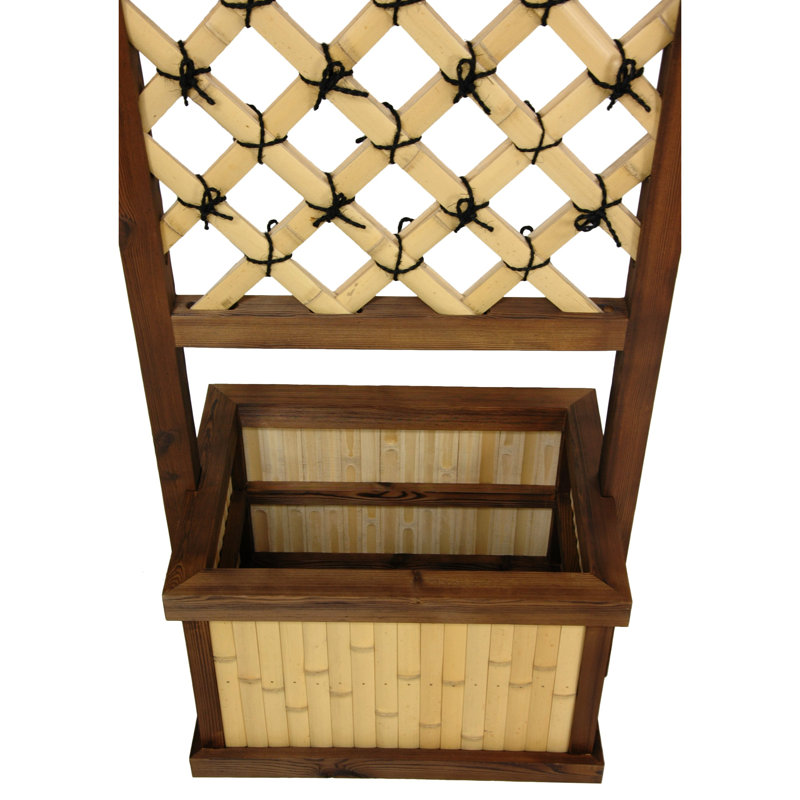 Japanese  Bamboo Planter Box with Trellis