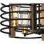 Lustre suspendu cage d'intérieur 4 lumières en bronze et noyer d'inspiration industrielle