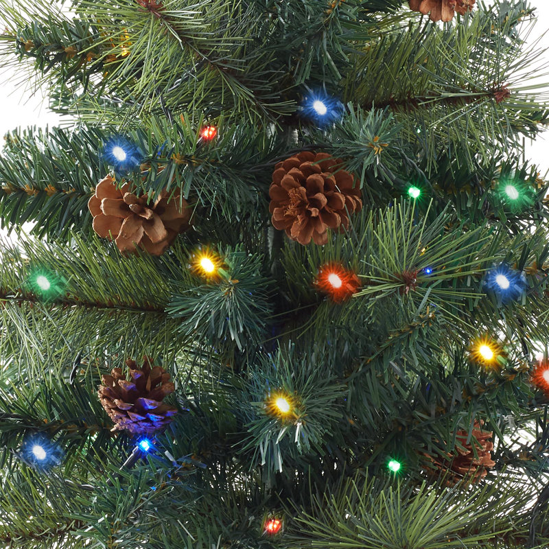 2 arbres de Noël d'extérieur 24,5 po avec pommes de pin et lumières DEL