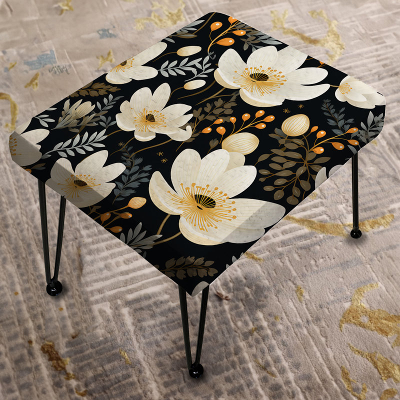 Repose-pieds noir et beige Garden Reverie