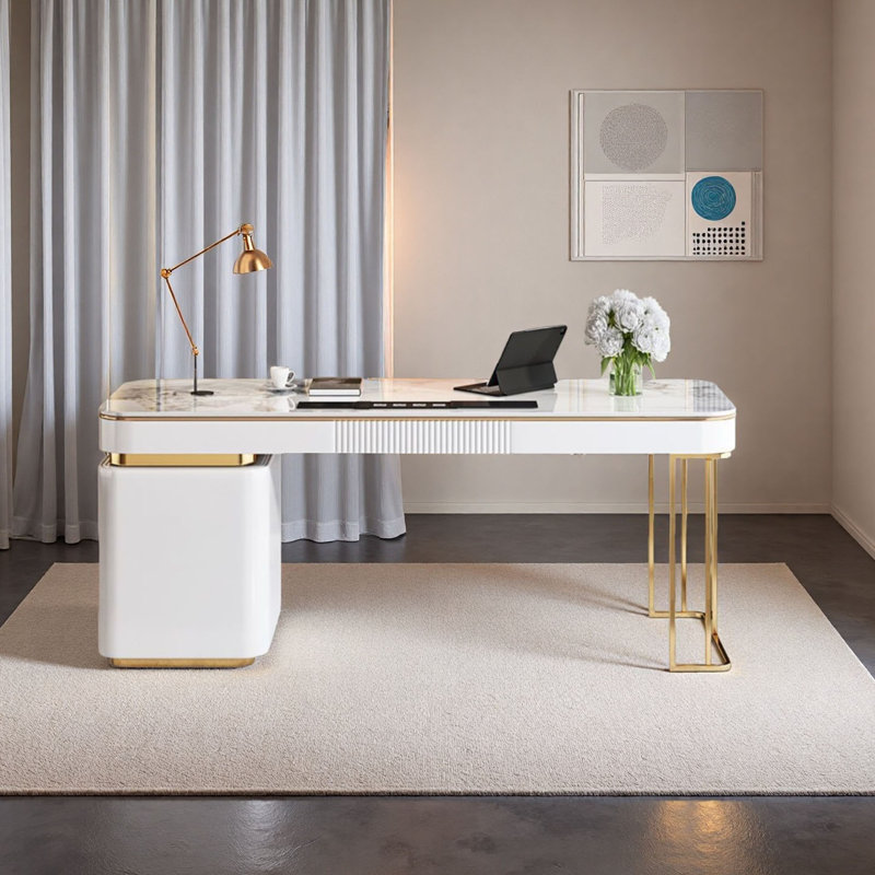 Bureau moderne en ardoise avec coins arqués, H 29,5 po x l 63 po x P 27,6 po
