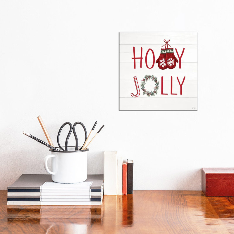 Holly Jolly - impression d'art mural , H 12 po x l 12 po, Toile tendue, Ne s’applique pas