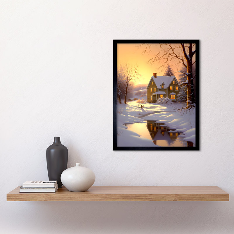Alexaundrea Sunrise Winter Cottage - Single Picture Frame Print