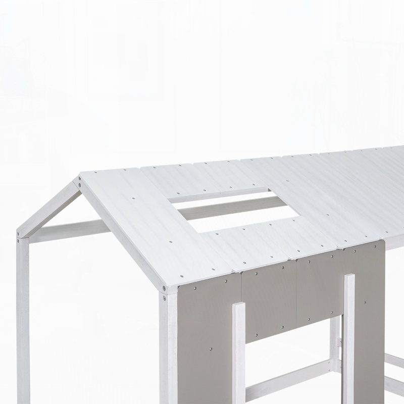 Plateforme de maison avec toit et fenêtre, Blanc / gris antique