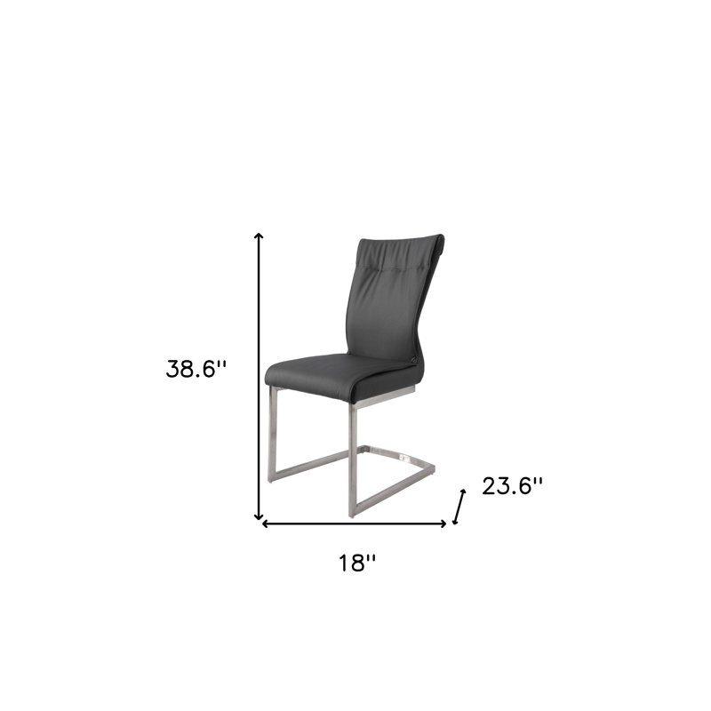 Ensemble de deux chaises d'appoint en similicuir gris et argent, Gris