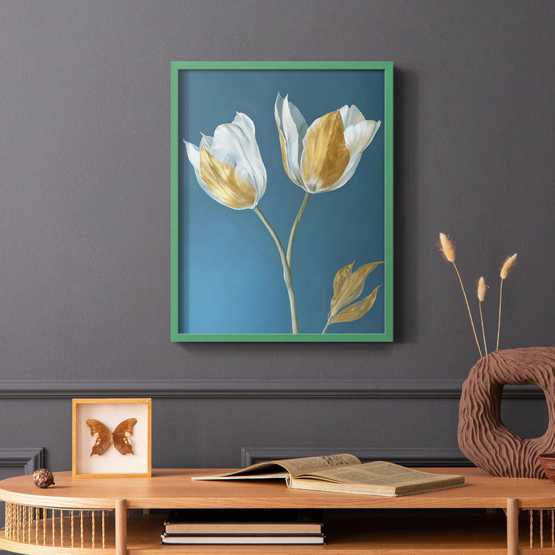 FLORAL Series CXL - reproduction encadrée de qualité supérieure - prête à être accrochée - aucun clou requis, Vert