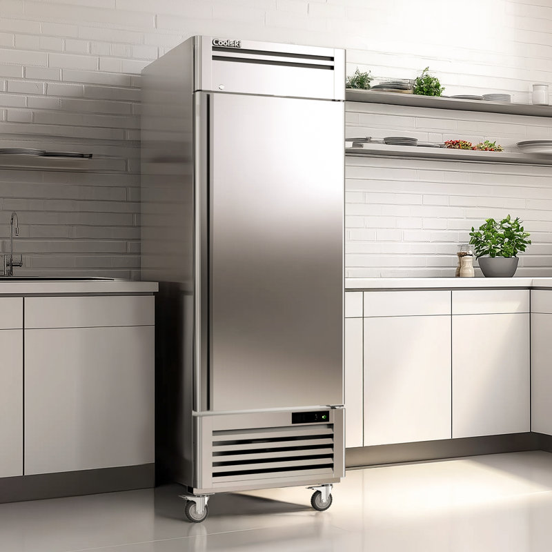 1 congélateur commercial 27 po 1 porte, congélateur vertical en acier inoxydable de 19,32 pieds cubes, ventilateur de refroidissement, dégivrage automatique, éclairage DEL