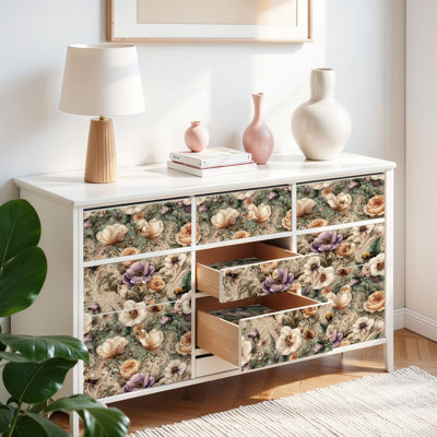 Papier peint adhésif auto-adhésif et fougères à vignes florales auto-adhésives 24 po x 118 po (60 x 300 cm)