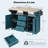 55.7" Large Kitchen Island with 2 Drop Leaf,, Rolling Kitchen Cart on 5 Wheels with Power Outlet, Folding Storage Dining Table with Spice & Towel Rack , 3 Drawers, for Kitchen, Dining Room,Green-1406161375-1406161373