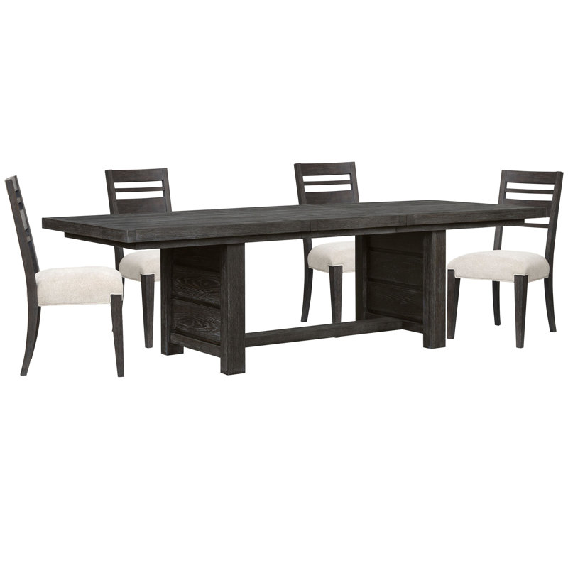 Extendable Trestle Dining Table With 4 Side Chairs, 5 Pieces: Table, 4 Chairs