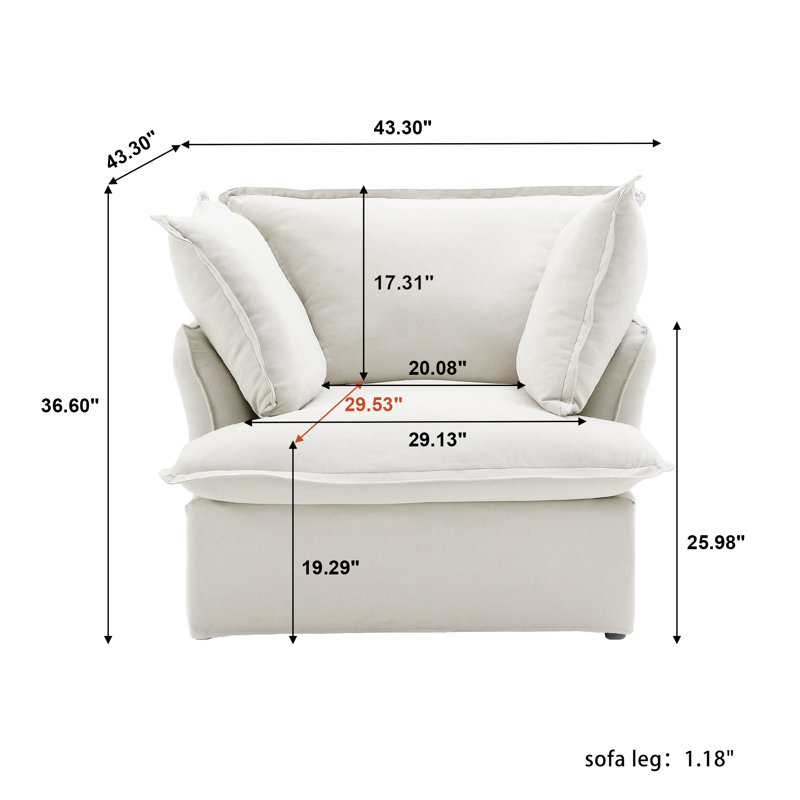 Fauteuil rembourré en velours de lin 2 pièces Fairford, Mélange de lin blanc