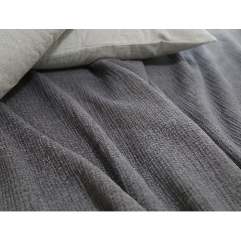 Charcoal Organic Cotton Reversible Baby Blanket