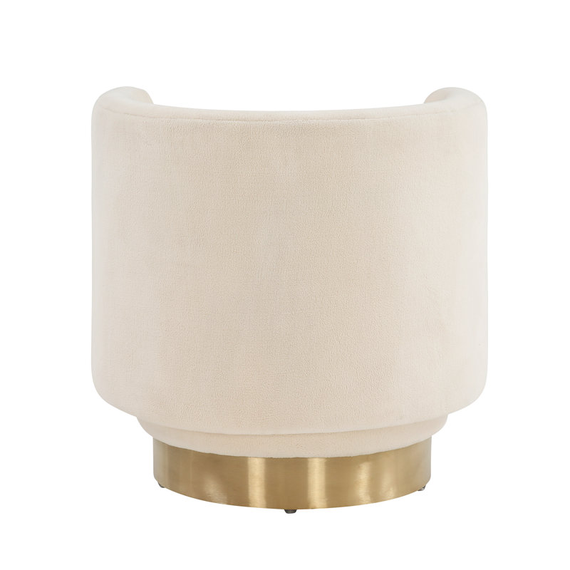Ivory Gold 32" Swivel Accent Chair with Wood Base