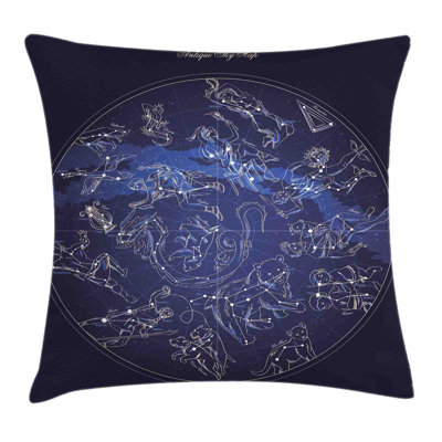 Constellation Antique Sky Map Square Pillow Cover