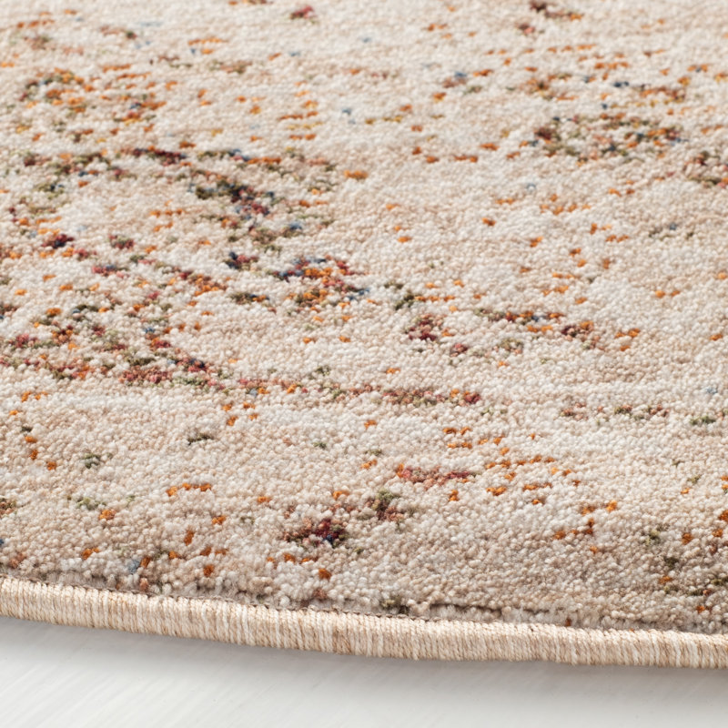 Elegant Gray Synthetic 79" Round Oriental Area Rug