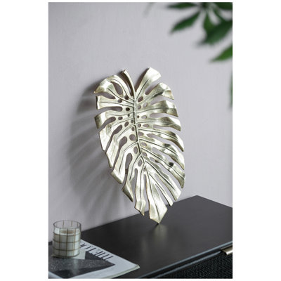 Décoration murale feuille d'or 24,8X17,3X2 "Monstera