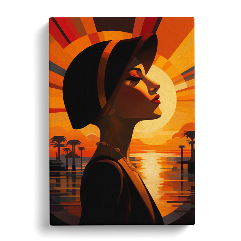 Art Deco Sunset Neo-Plasticism - Wrapped Canvas, 60cm H x 40cm W x 3cm D