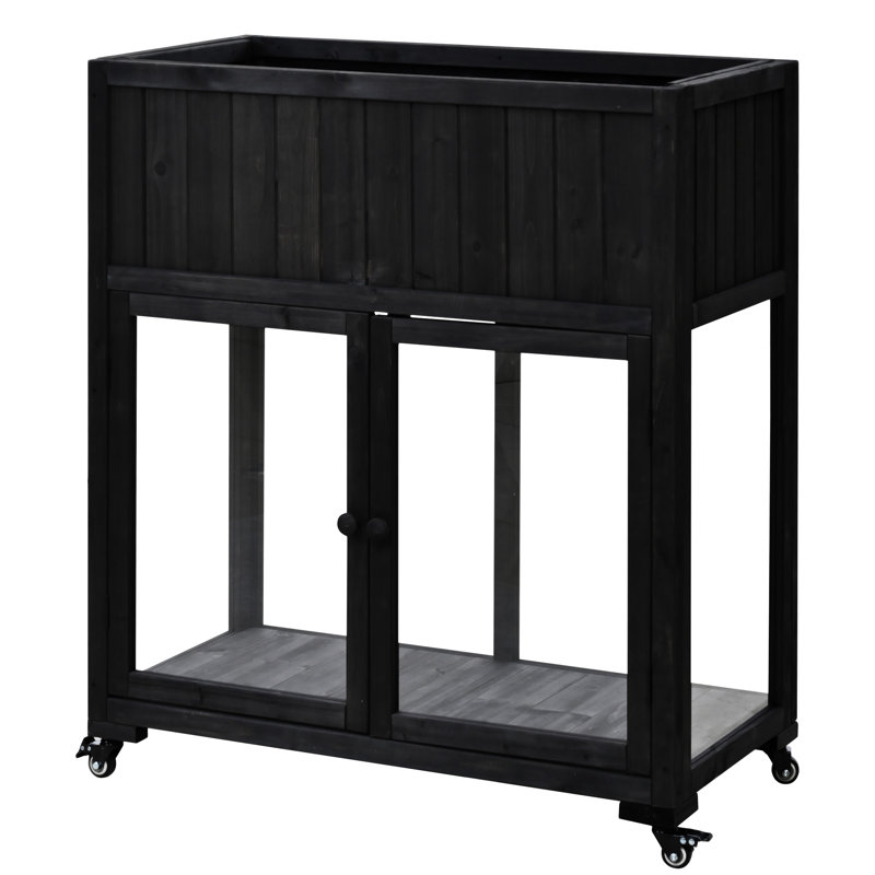 Patio 35.4''X17.7''X37.4'' Mini Wood Cold Frame, Black
