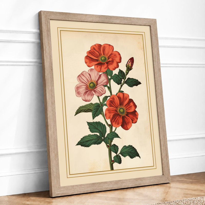 Flowering Plant Study Botanical - Framed Print, A4 - 29.7 x 21.0 cm, Oak
