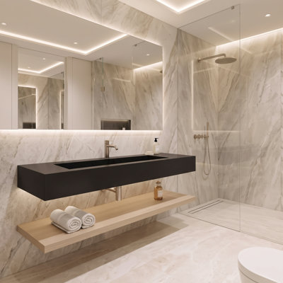 Lavabo de salle de bain rectangulaire à surface solide Pyramid