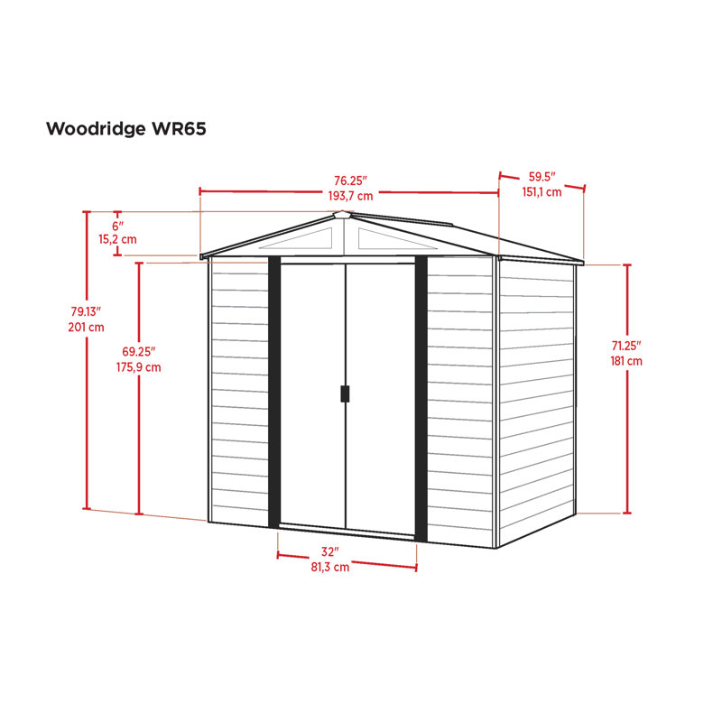 Remise de rangement en acier Woodridge 6 x 5 pi. Grain de bois