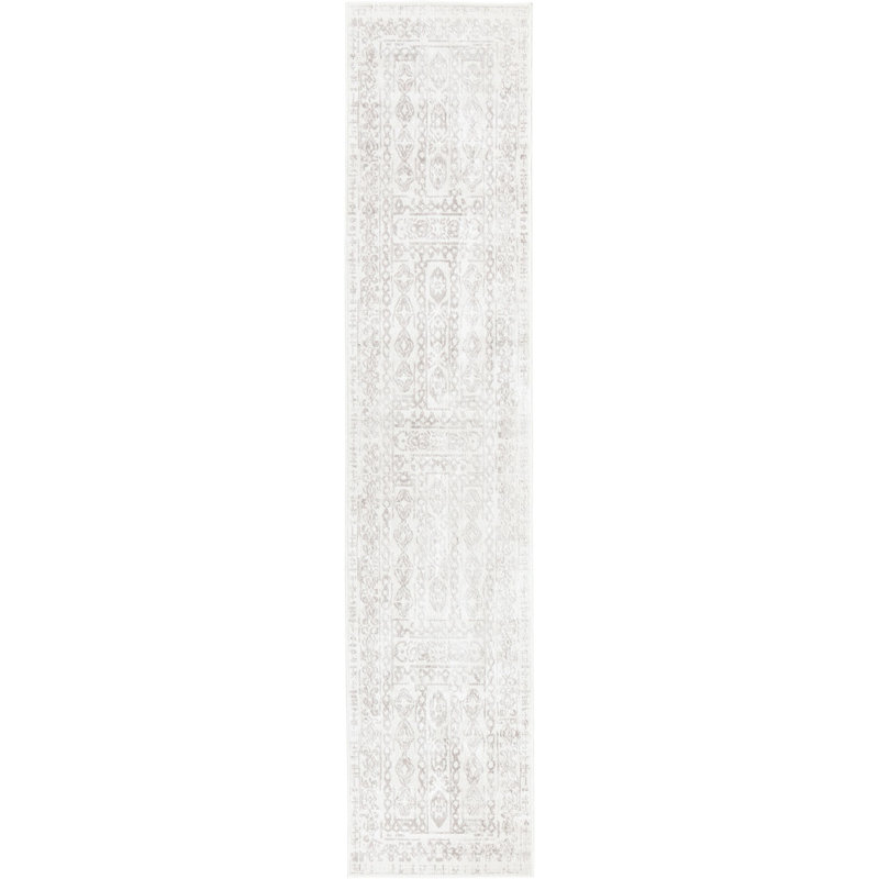 Tapis contemporain gris clair Micsunel, Tapis de couloir 2 pi 7 po x 12 pi