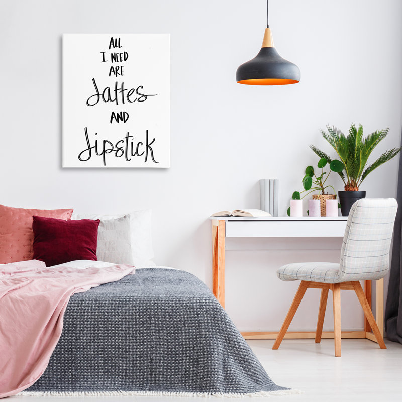 «Need Lattes & Rouge à lèvres», art mural sur toile par SD graphiques Studio, H 40 po x l 30 po