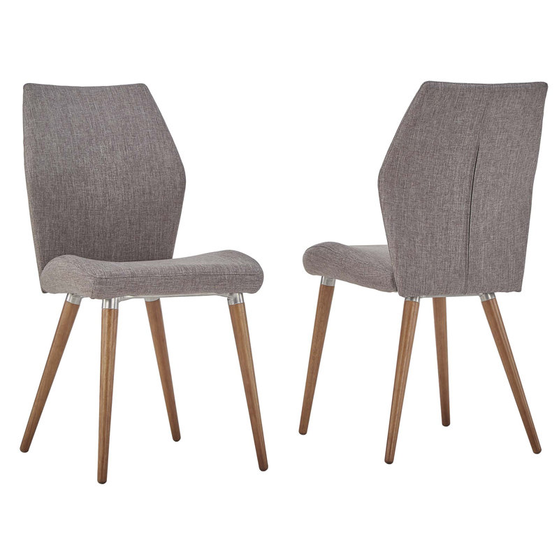Jaeya 18.5'' H Linen Upholstered Side Chair, Grey Linen, Light Oak