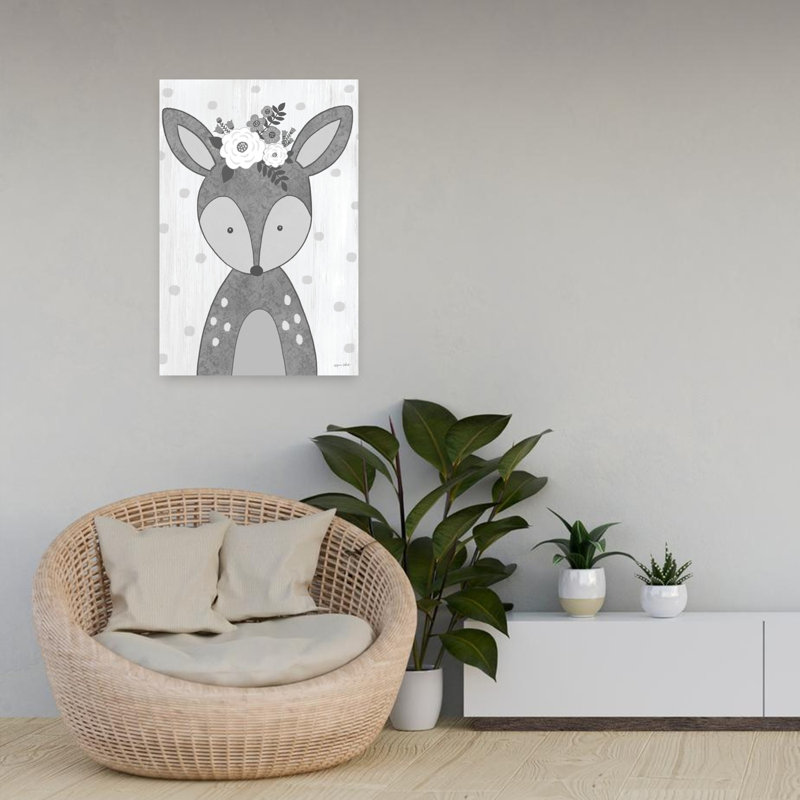 Petit cerf fantaisiste, art contemporain cerf, H 24 po x l 16 po
